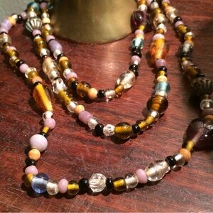 Multicolor Glass & Metal Bead Necklace - Vintage